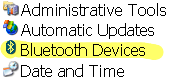 Microsoft Bluetooth Control Panel is named "Bluetooth Devices"